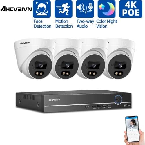 H.265 4CH 5MP POE NVR Kit CCTV Camera Security System Kit Two-way Audio Video Surveillance Set HD 4K IP Monitoring Camera System