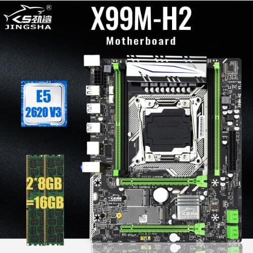 JINGSHA X99M-H2 Motherboard Kit LGA2011-3 with Intel Xeon E52620 V3 and 2* 8GB DDR4 2400MHz ECC REG RAM 2*PCIE-16X M.2 NVME Wifi