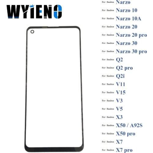 Digitizer LCD Glass For Realme Narzo 10 10A 20 30 Q2 Q2i V11 V15 V3 V5 X3 X50 X7 Pro Touch Screen Sensor Glass lens 10pcs/lot