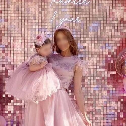 Light Rose Gold 3d Sequin Wall Panel Wall Sticker Mirror Wedding Birthday Background Premium Decorative Live Shimmer Wedding Bar