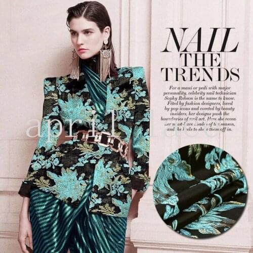 Stock ja01# 5 yards fashion jacquard blue mix black lace for bridal wedding dress/fashion show