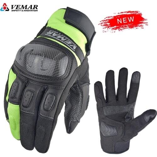 VEMAR Breathable Perforated Motorcycle Gloves Leather Men Motocross Racing Gloves Goatskin Protective Gear Moto Biker Gloves