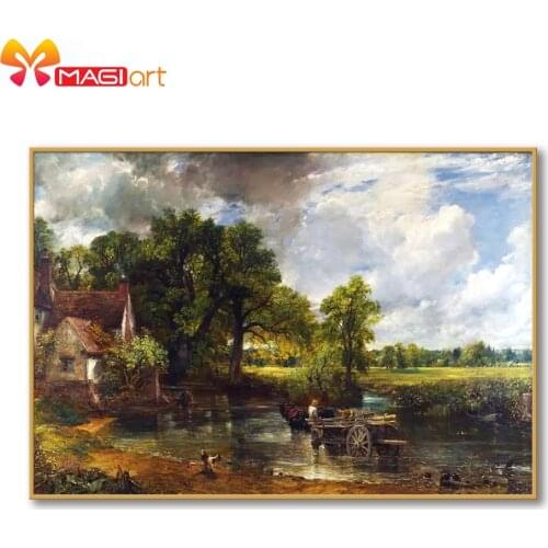 Cross stitch kits Embroidery needlework sets 11CT water soluble Canvas Patterns 14C Full Landscape Farm work-NCMS164