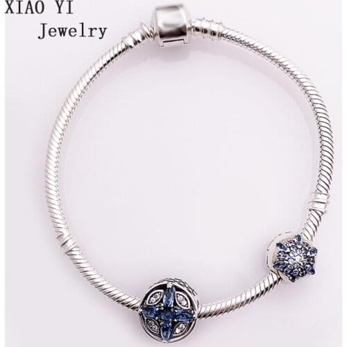 XIAOYI jewelry 100% s925 Brand New 11 charming beads ZT0165 ice crystal winter star snow cluster bracelet girl