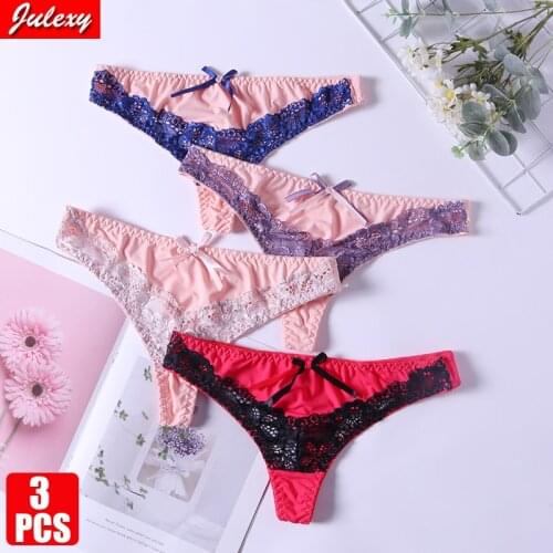 3Pcs/set Julexy New Arrivals Women Panties Sexy Lace Hollow out Thong Woman S M L XL XXL Women Underwear
