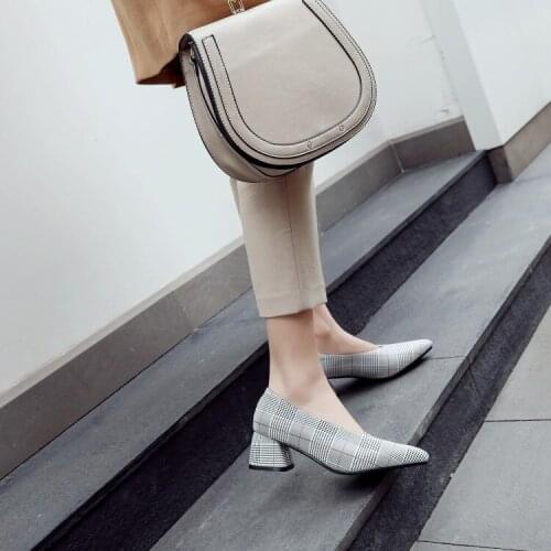 Big Size ladies high heels women shoes woman pumps Fashion striped pointed midsole