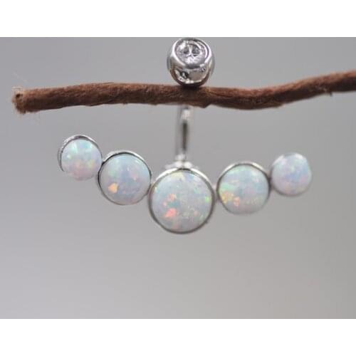 1pc Newest Belly Piercing Button Ring Silver Opal Stone Body Jewelry Navel Ring Piercing Jewelry