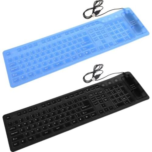 109 Keys Wired USB Flexible Foldable Silicone Keyboard Waterproof For Laptop PC P9YA