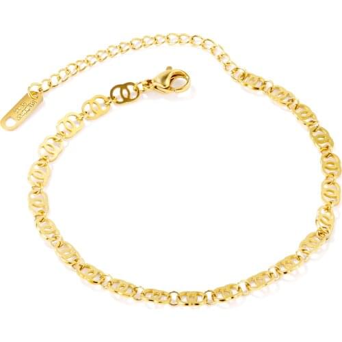 2021 Gold Color Stainless Steel Link Anklets For Women Chain On Foot Bracelet Beach Jewelry Accessories Anklets Wholesale