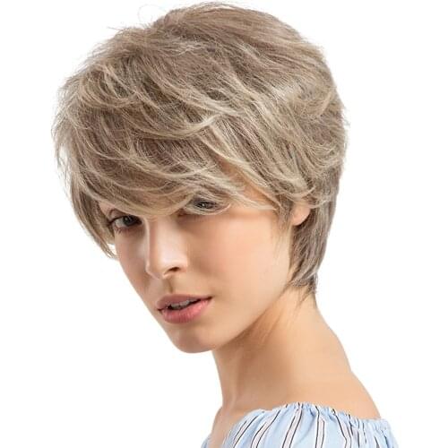 22 cm / 9 inch Mix Color Short Full Wigs, Women Wig Human Hair Natural Look, Curly Hairpiece
