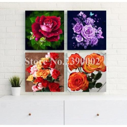 5D DIY Diamond Painting Cross Stitch Orchid Floral Full Diamond Drill Rhinestone Embroidery Decor Mosaic Rose Christmas Gift