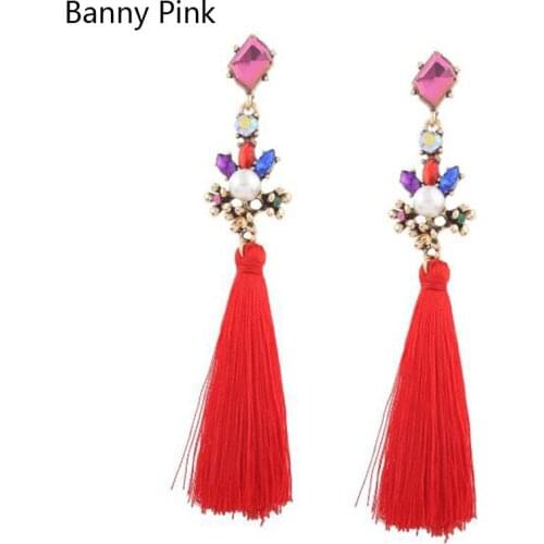 Bohemia Long Tassel Studs Earrings For Women Ethnic Statement Pendant Post Earrings Fashion Jewelry Pendientes Chunky Earrings