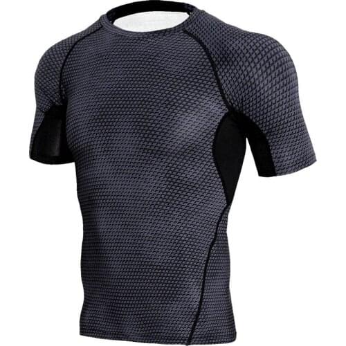Quick Dry Compression Shirt Men Running TShirt Short Sleeve Tight Rashgard Short Top Bodybuilding Fitness Clothes Gym Sportswear