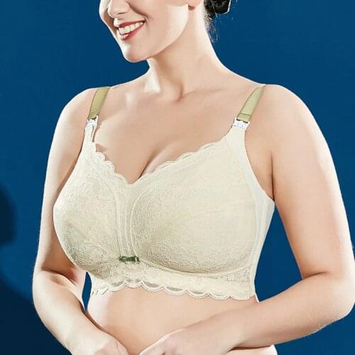 Plus Size Womens Wireless Minimizer Bra Full Coverage Non-Padded Soft Cup Sleepy Underwear Lace Lingerie 36 38 40 42 C D E F G H