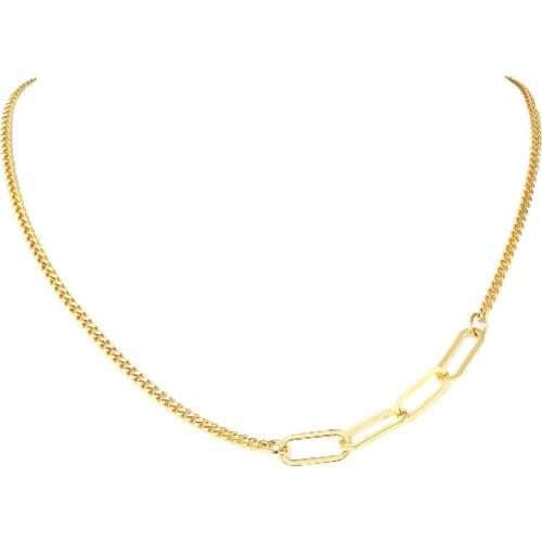 Paperclip Chain Choker Necklace Chic Metal Link Gold Color Stainless Steel Women Jewelry