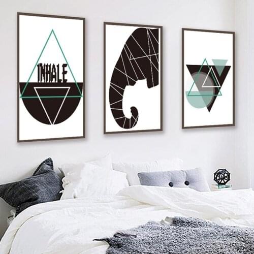Scandinavian Style Black and White Elephant Minimalist Art Canvas Print Poster Wall Art Decoration Painting for Living Room 2-66