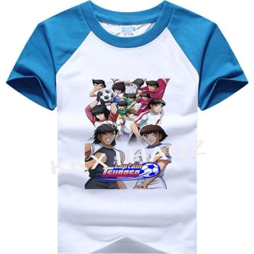 Children T-shirt For Boy 2021 Anime Print Captain Tsubasa For Girls Tops Cartoon Kids Clothes N01-9