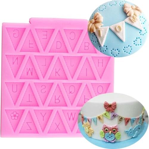 Flag Shape Letters Silicone Mold Cupcake Topper Fondant Molds Cake Decorating Tools Resin Clay Candy Chocolate Gumpaste Mould