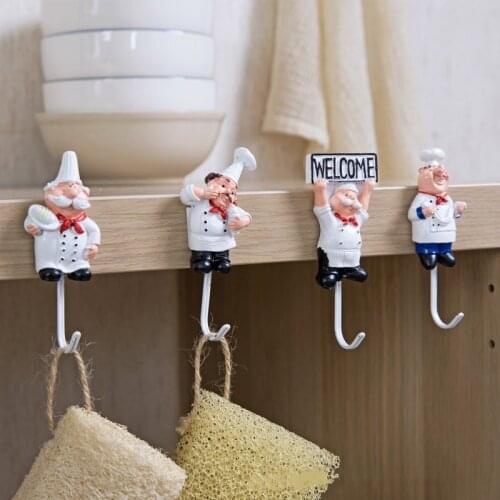 Kitchen Cartoon Shaped Hook Resin Powerful Adhesive Hanger Wall Storage Rack Kitchen Organizer