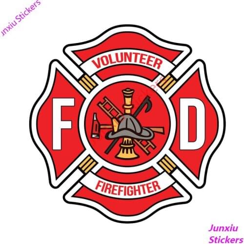 Volunteer Firefighter Logo Car Sticker Decal for Bumper Window Rear Windshield Laptop Other Vehicle Auto Accessories KK14*14cm