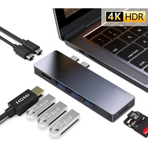 USB C Hub Multiport Dock Adapter for Apple MacBook Pro 13"&15" 2016,2017,2018,MacBook Air 2018,HDMI 4K,100W Power Delivery,40Gbp