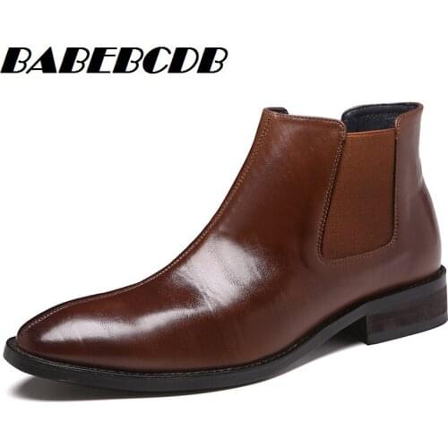 2020 British trend new pointy boot low-heeled Chelsea boots mens boots fashion high-heeled shoes