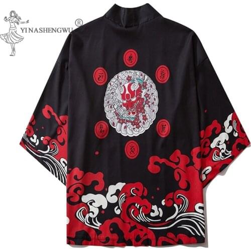 Men Yukata Japanese Style Women Kimono Print Loose Shirt Costume Harajuku Samurai Japan Traditional Haori Cardigan Anime Clothes