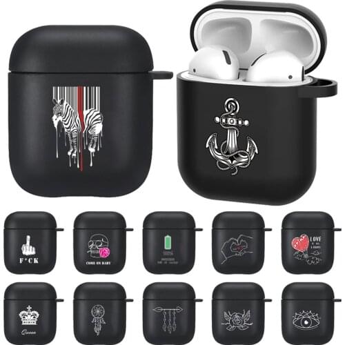 For Apple Airpods 1/2 Soft Silicon Protective Case Earphone Accessories Matte Black White Image Wireless Bluetooth Earphone Case