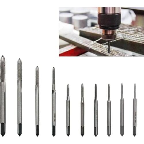 10Pcs Mini Metric Tap Set M1 - M3.5 Machine Screw Thread Straight Flute Tap Set For Bicycle Repair,Clocks and Watches Tapping