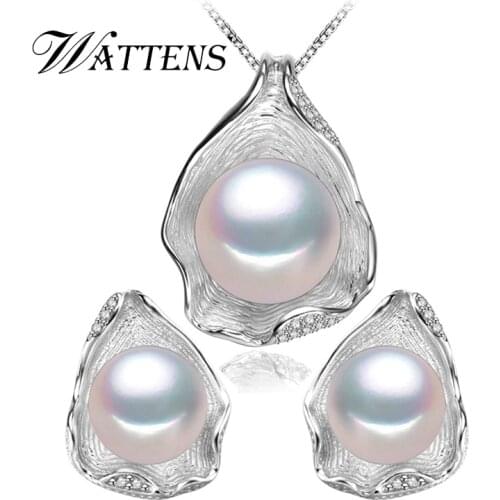 Freshwater Pearl Jewelry ,pearl pendant Jewelry Sets for Women Pearl Necklace/Earring Wedding Jewelry Set , Shell pendant design