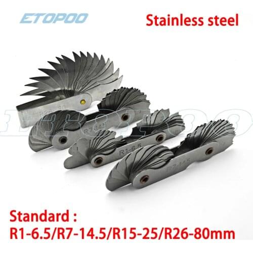 Radius template R gauge R1-6.5 7-14.5 15-25 26-80 radius gage plate fillet gauge Thread template gauge concave Convex arc tool