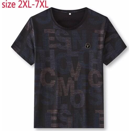 New Arrival Super Large Summer Young Men Oversize Fashion Casual Round Neck Printed Short Sleeve Knitted Tshirt Plus Size XL-7XL