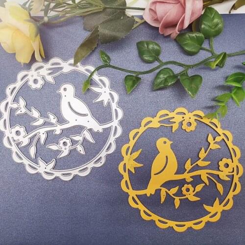111*111mm lace circle with bird new Metal Cutting Dies Scrapbooking DIY Album Paper Card Craft Embossing stencil Dies