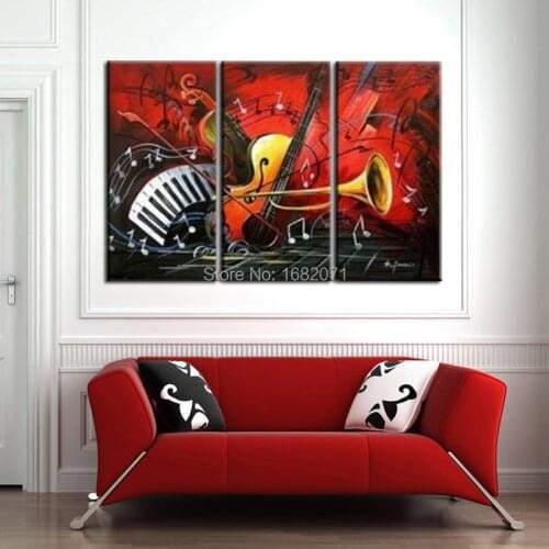 Wholesale High Quality Handmade Abstract Wall Canvas Musical Instrument Oil Painting Modern Instrument Oil Painting Decoration