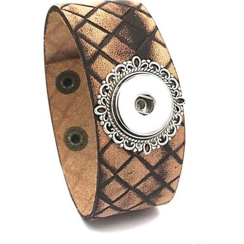 Punk 159 hand woven Genuine Leather Retro fashion charm Bracelet bangle Snap Button Jewelry For Women men (fit 18mm button)