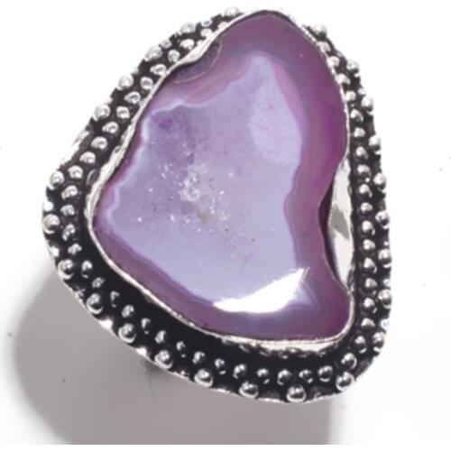 Genuine Solar Agate Ring Silver Overlay over Copper , Size: 7, R6734