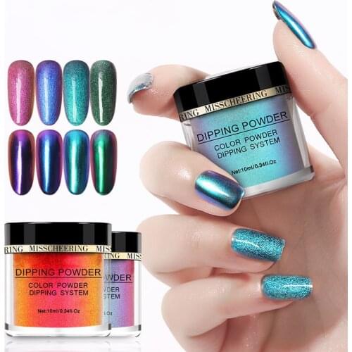 1pc Chameleon Wetting Nail Powder Dipping Glitter Chrome Mirror Effect UV Gel Manicure Decoration Natural Dry Without Lamp Cure