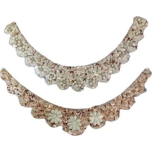 Luxury sequin beads silver Embroidery flower lace fabric trim ribbon DIY sewing applique wedding collar guipure dress decor