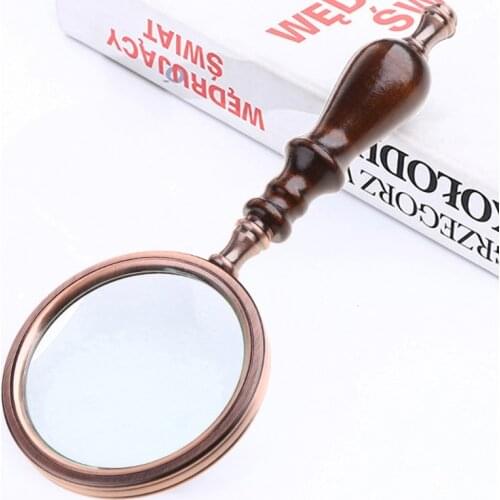 Wood Handle Handheld Magnifier,10X Antique Handle Magnifier For Reading Antique Inspection,Coin,Insect,Rocks,Map Elder Magnifier