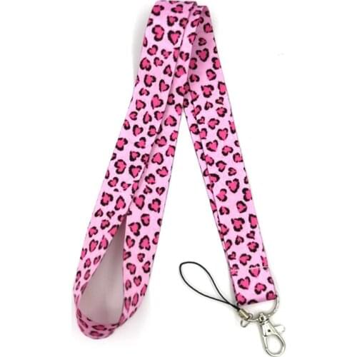 Pink Leopard Pattern Lanyard for Keys Phone Cool Neck Strap Lanyard for Camera Whistle ID Badge Cute webbings ribbons Gifts