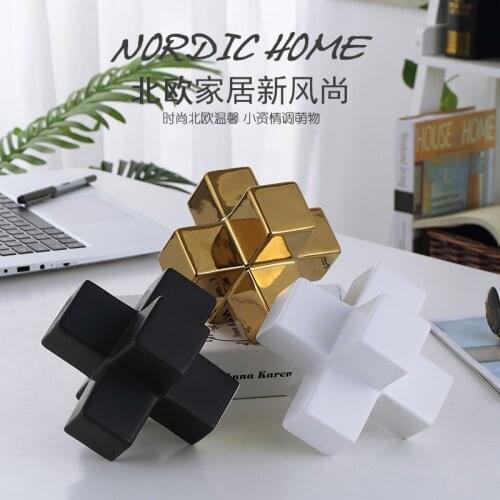 Nordic simple fashion creative light luxury square building blocks ceramic ceramics home crafts decoration