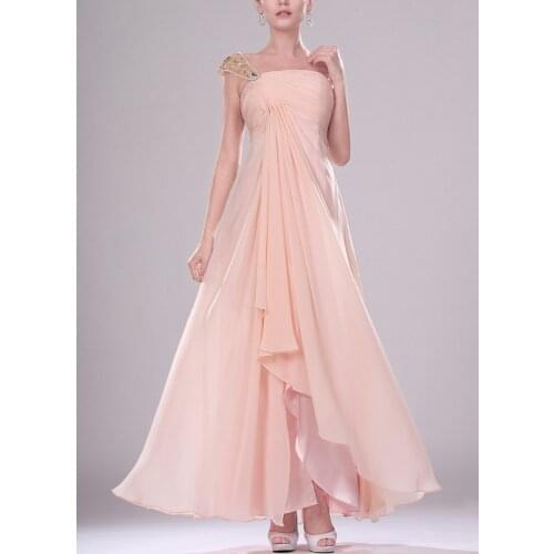 A-line One Shoulder Pink Bridesmaid Dress Evening Formal Dress Wedding Guest