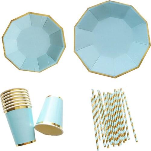 Baby shower Decoration Party Disposable Tableware Pink Paper Straw Plate Cup Wedding Carnival Birthday Party New Year Supplies