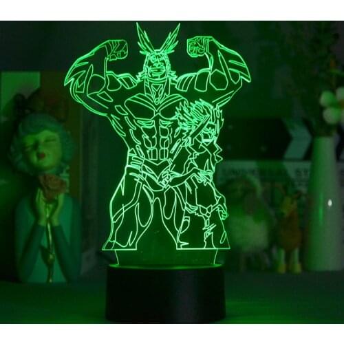 USB 3D Night Light LED Bedside Lamp Touch Sensor Nightlight All Might My Hero Academia Smart Phone Control Kids Child Fans Gift
