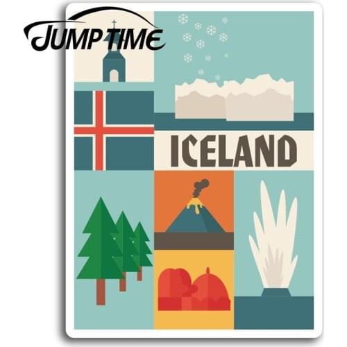 Jump Time for Fun Iceland Travel Map Vinyl Stickers Sticker Laptop Luggage Car Bumper Decal Waterproof Car Accessories
