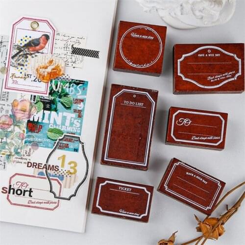 Vintage Black Frame Border Basis Label Stamp DIY Wooden Rubber Stamps For Scrapbooking Stationery Scrapbooking Standard Stamp