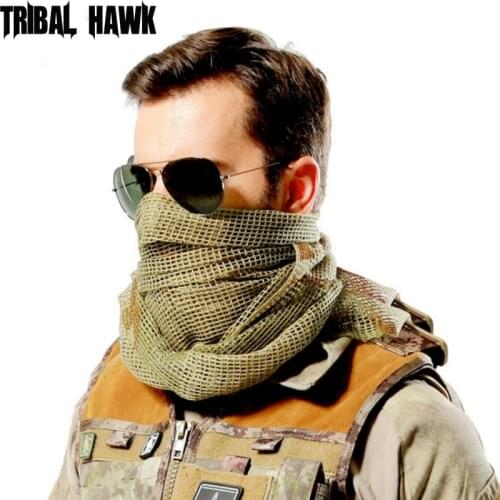 190*90cm Military Camouflage Tactical Mesh Scarf Sniper Face Scarf Riding Cycling Veil Camping Hiking Hunting Fishing Scarve
