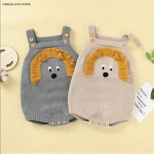 Knitted Baby Romper Newborn Baby Clothes Lion Infant Baby Jumpsuit Girl Cotton Baby Boy Romper Jumpsuit Sleeveless Baby Overalls