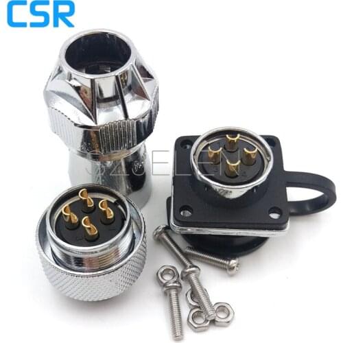 WF20 series waterproof connectors4 pin Plugs and sockets, Industrial power cord connector, Waterproof panel mount connector 4pin