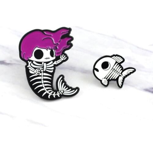 Fun Badges Boneless Mermaid Dolls and Baby Fish Enamel Pins Clothing Bag Lapel Pins Jewelry Broochs Gifts for Friends Wholesale
